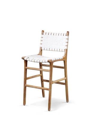 Belle Kitchen Stool with Back Leather Black/White