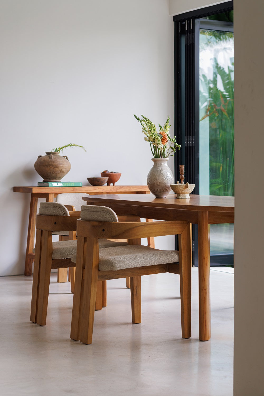Solaro Dining Chair | Solid Teak Timber and fabric upholstery