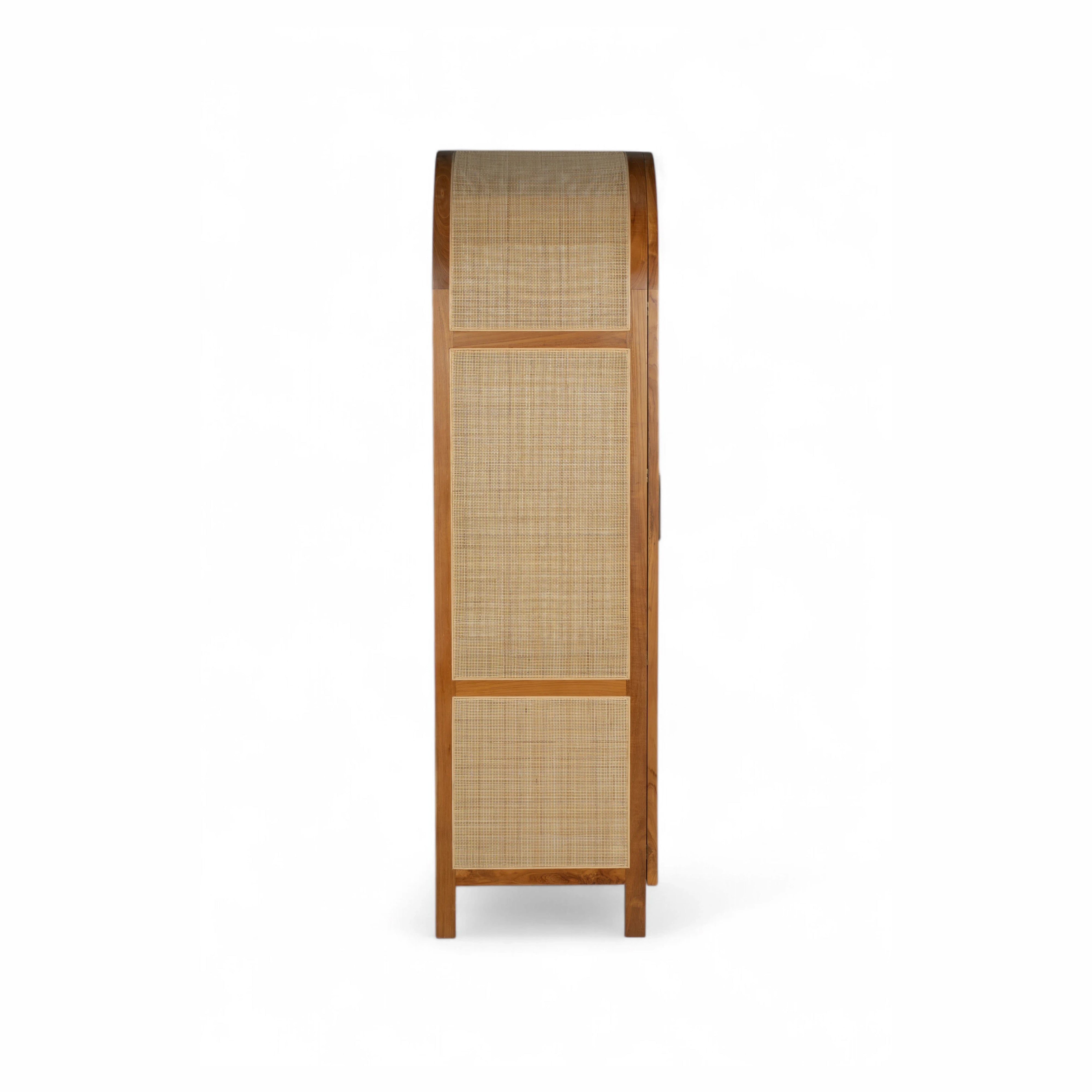 Dallas Tall Cabinet , 2 rattan inlay doors and 2 drawers | Solid Teak Frame