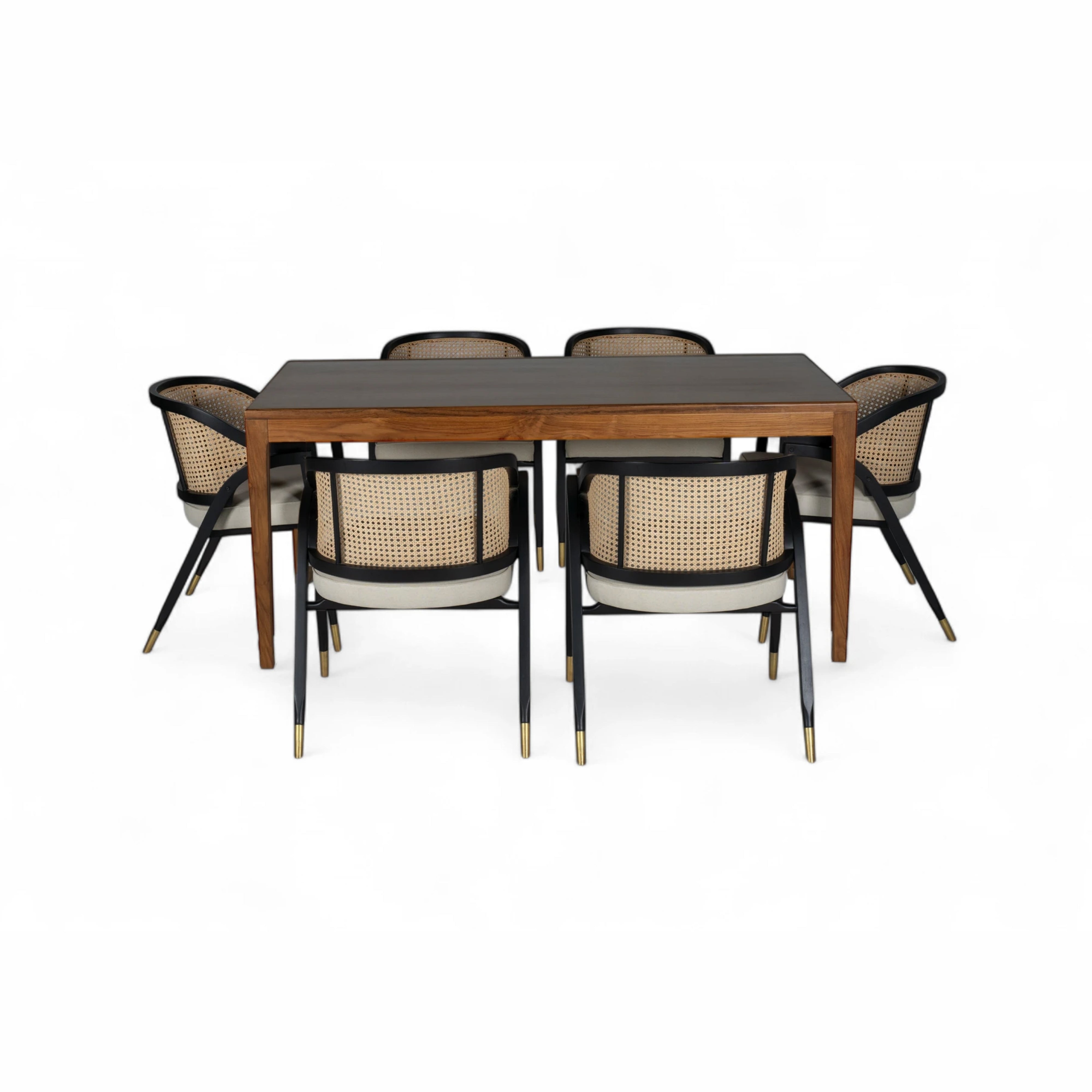 Latana Dining Arm Chair | Solid Teak Timber with rattan inlay