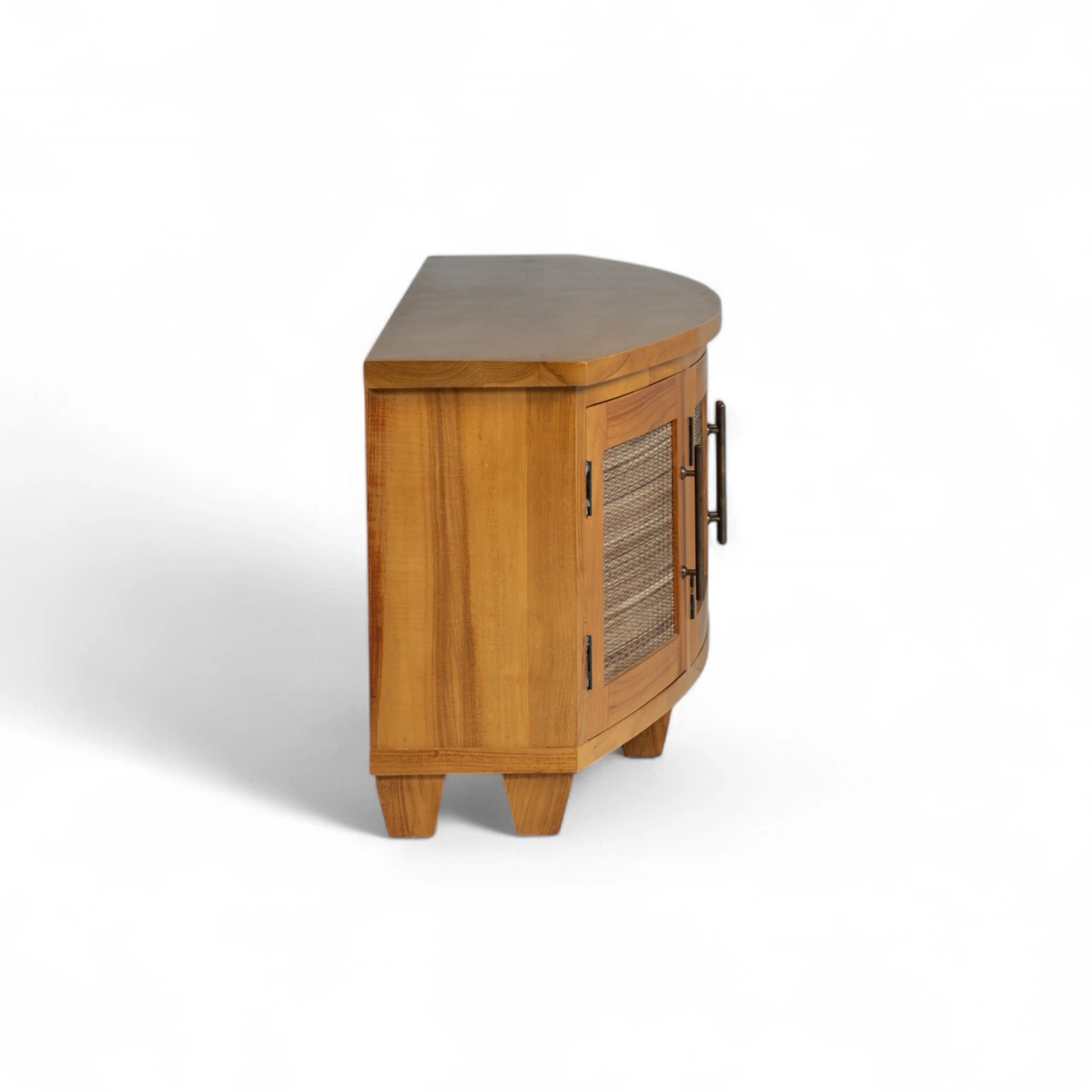Samrong TV Unit | Solid Teak Timber & Rattan Inlays