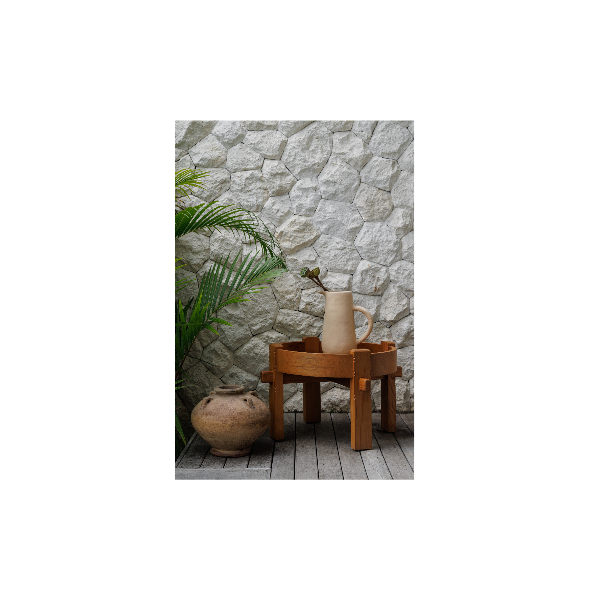 Maya Rustic Round Coffee Table | Solid Teak Timber