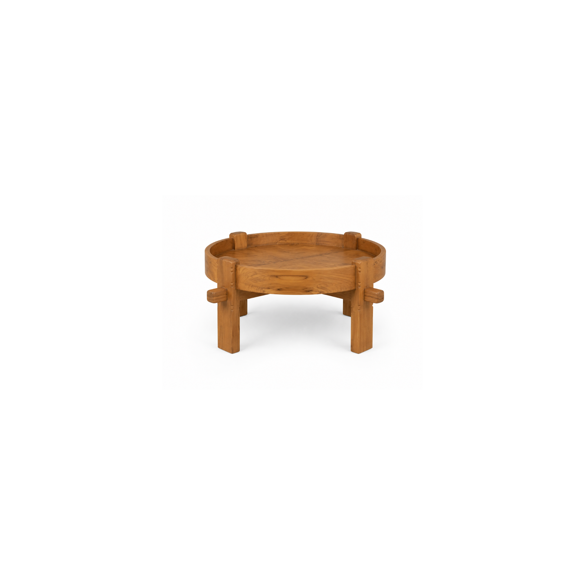 Maya Rustic Round Coffee Table | Solid Teak Timber