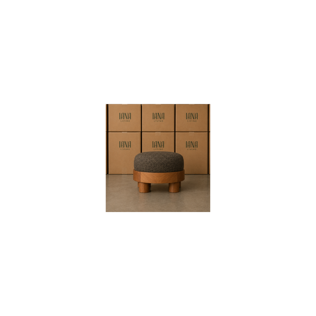 Jaz Ottoman | Solid Teak Timber, fabric padded seat