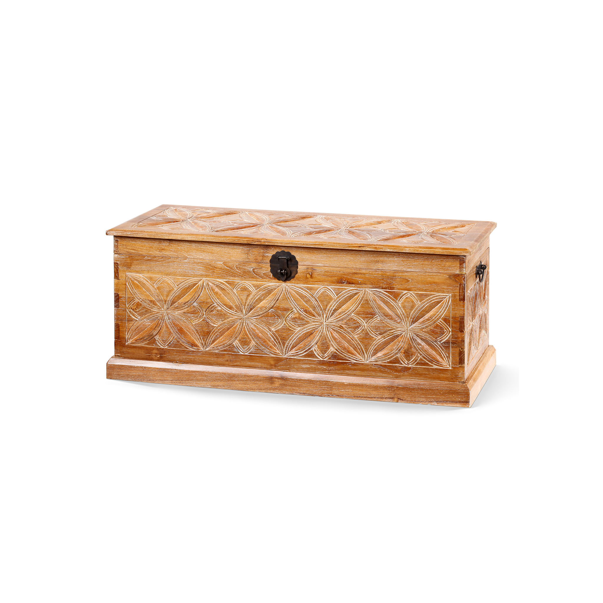 Oracle Carved Blanket Box | Solid Teak Timber