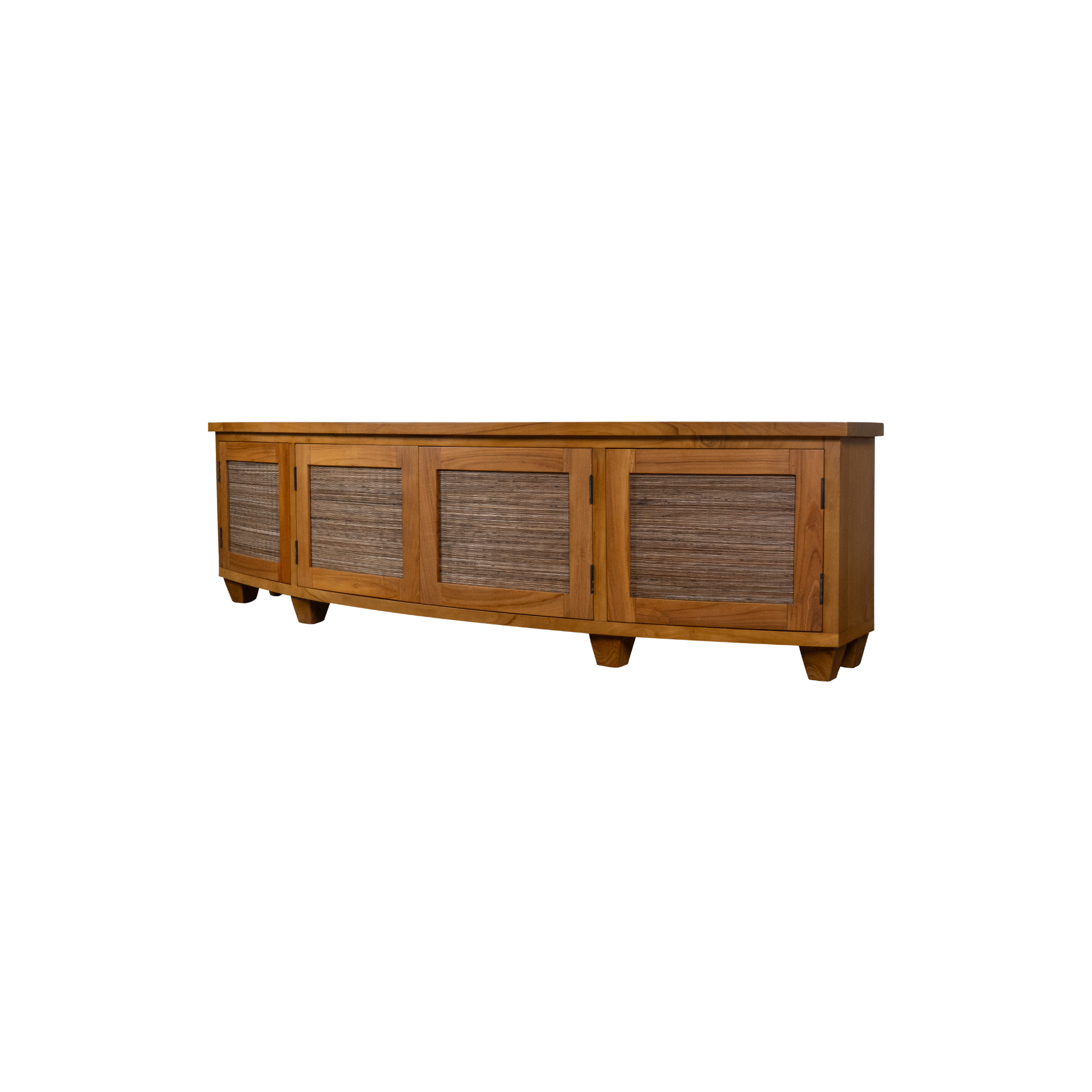 Samrong TV Unit | Solid Teak Timber & Rattan Inlays