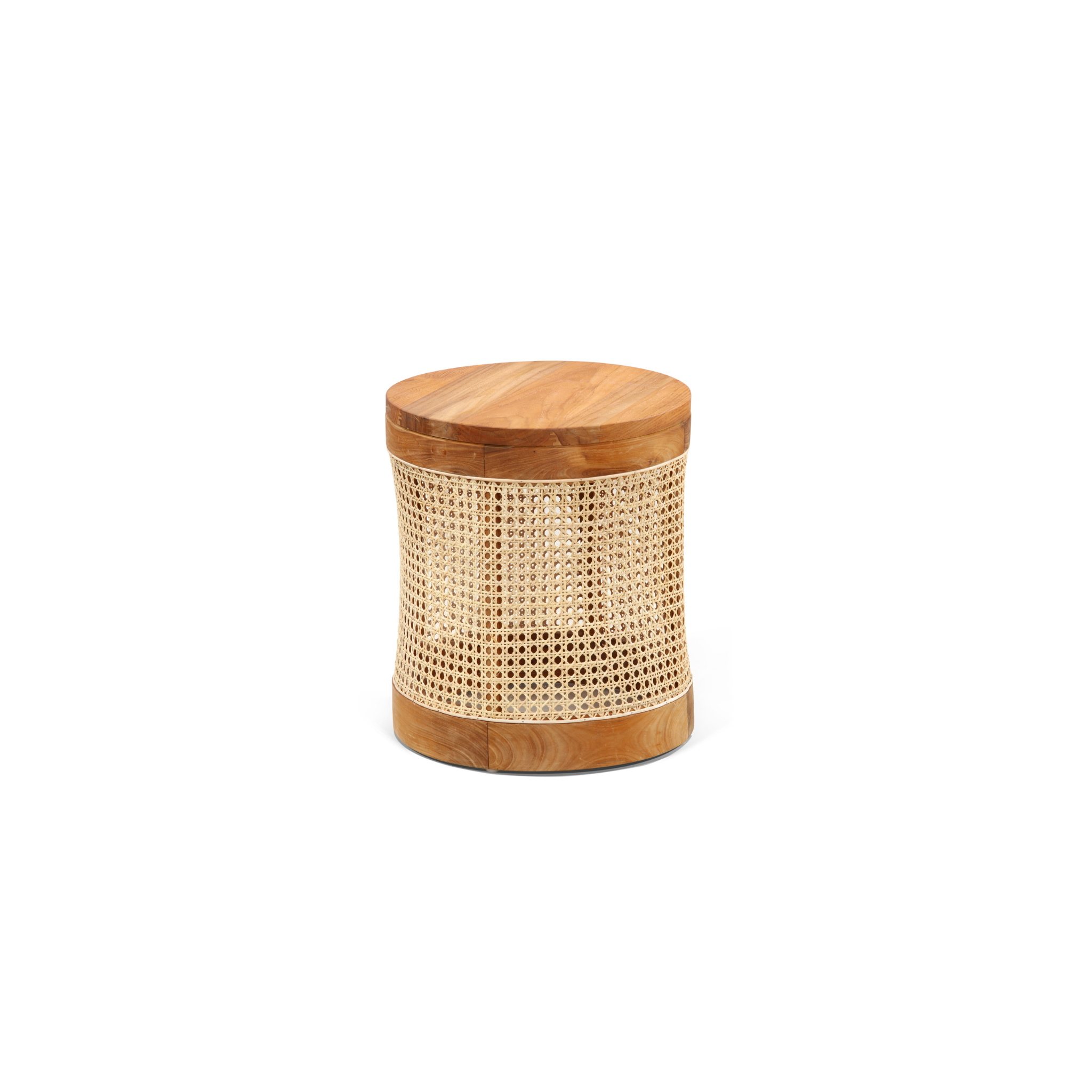Bahamas Round Side table | Teak timber and natural rattan