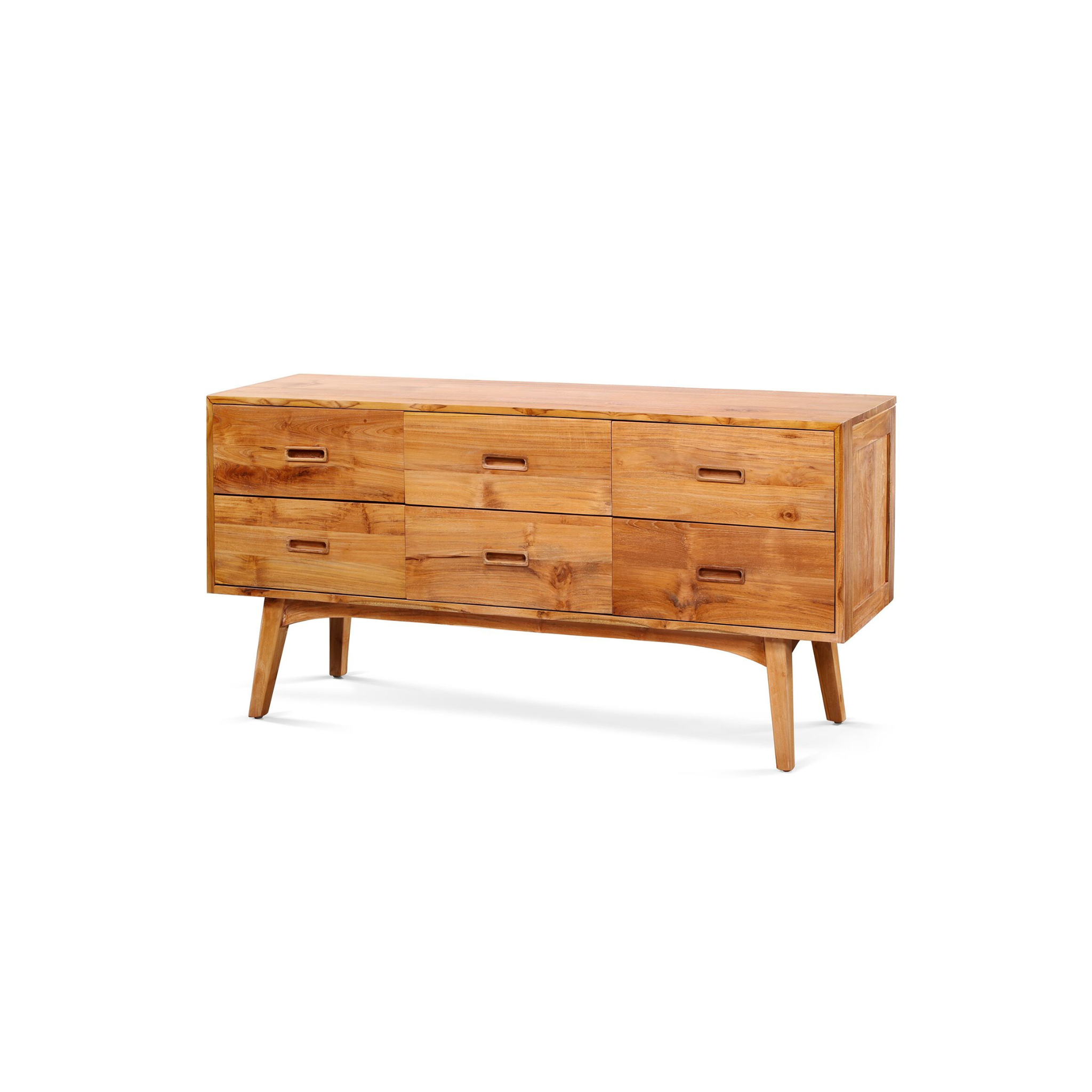 Oslo Retro Dresser 6 Drawers | Solid Teak Timber