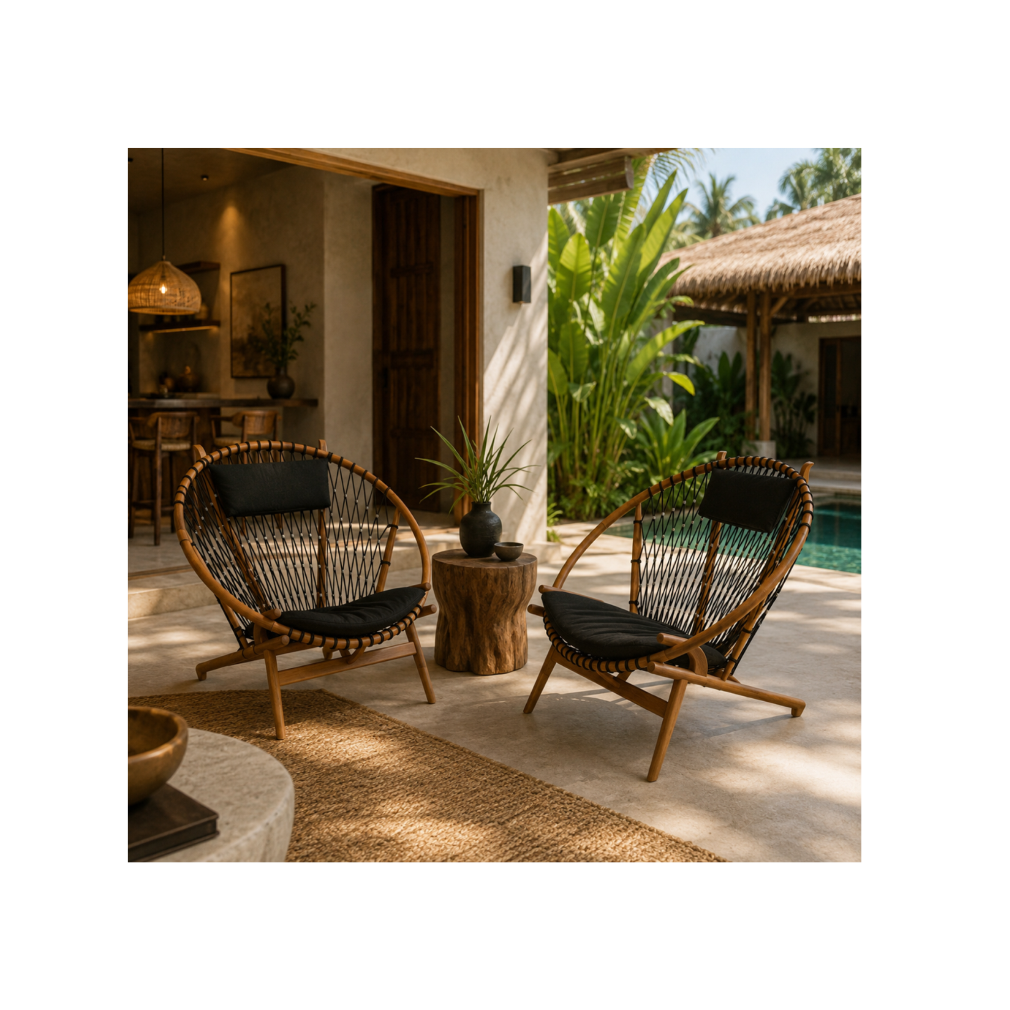 Selena Lazy Chair | Solid Teak Timber and Polyester rope.