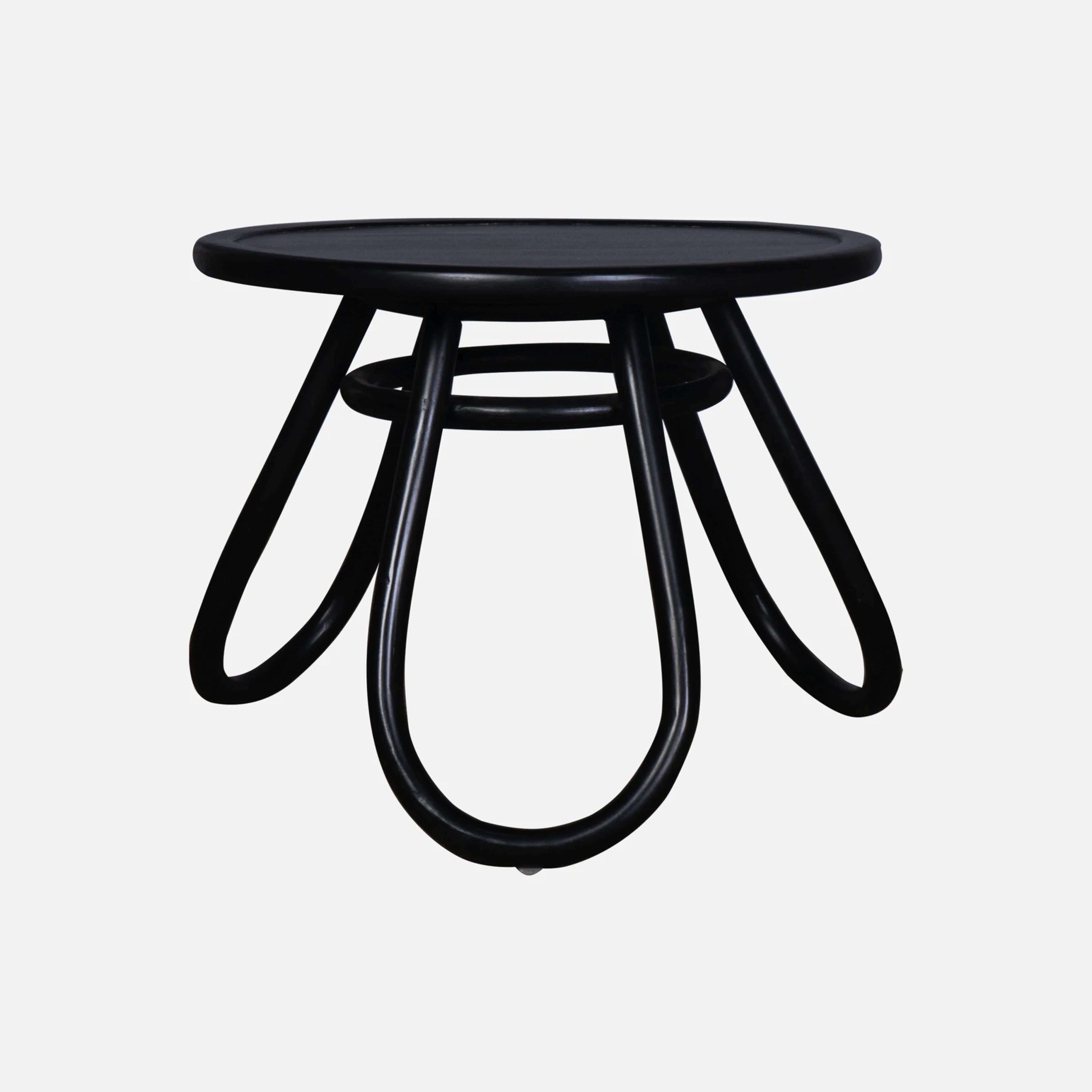 Venice Side Table | Black Rattan & Timber Top
