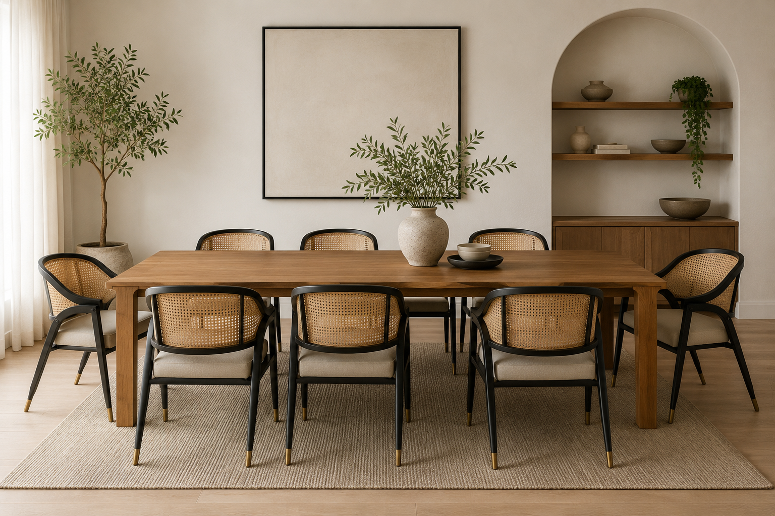 Latana Dining Arm Chair | Solid Teak Timber with rattan inlay