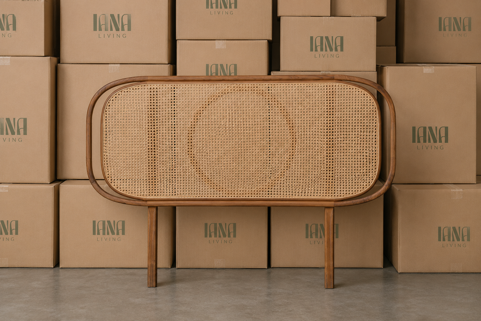 Latana Bed Head | Solid Teak Timber and Rattan inlay