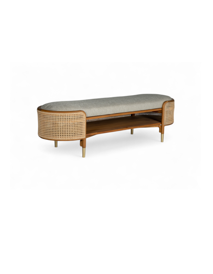 Latana Bench | Teak Timber and natural rattan inlays