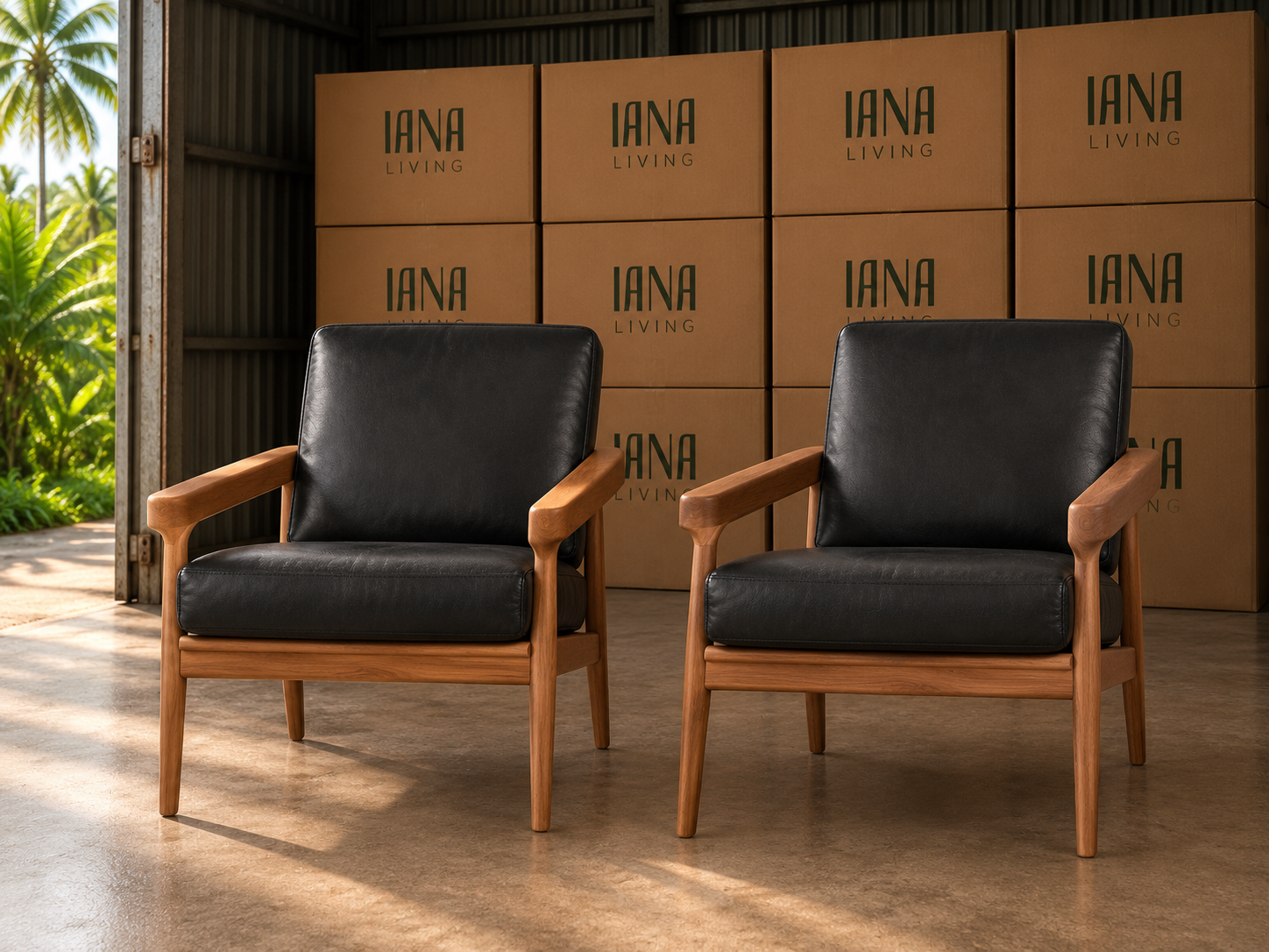 Mainline Armchair | Solid Teak Timber and Italian Leather