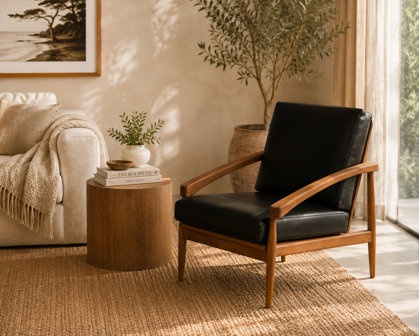 Mainline Armchair | Solid Teak Timber and Italian Leather