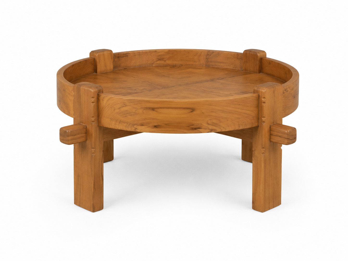 Maya Rustic Round Coffee Table | Solid Teak Timber