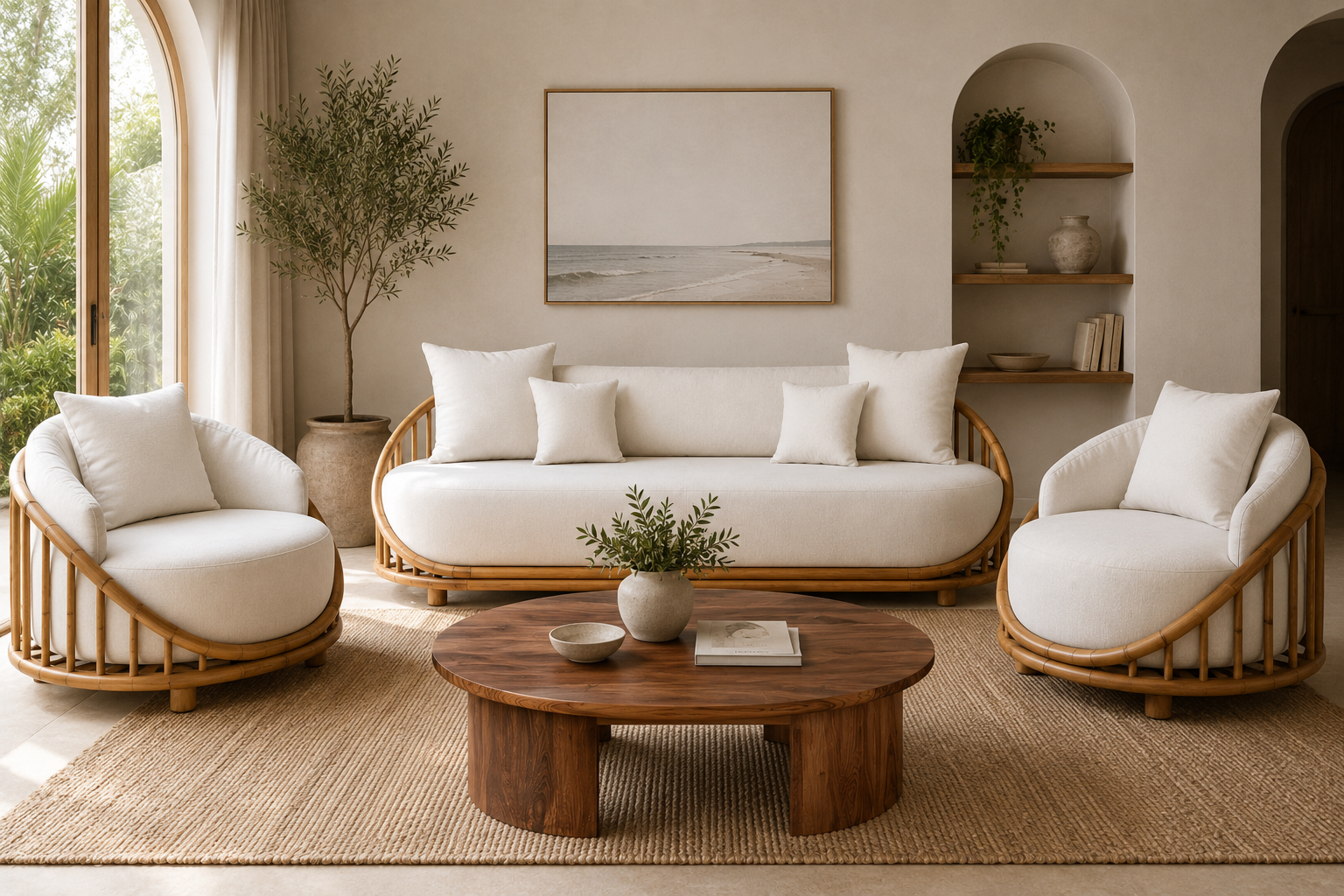 Orlando Sofa | Solid Teak Timber & Fabric Upholstery