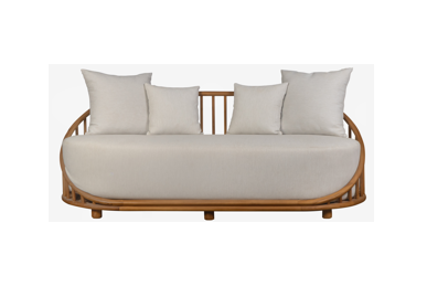 Orlando Sofa in Teak Timber & Fabric Upholstery