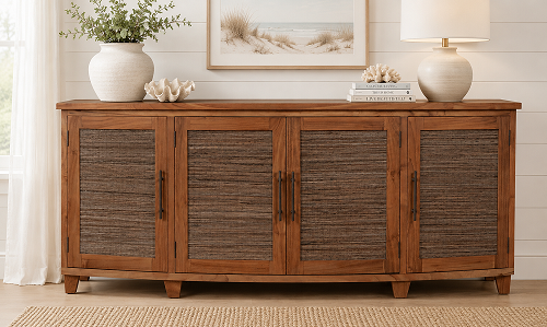Samrong Buffet with Rattan inlays | Solid Teak Timber